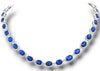 LARGE 94.63CT DIAMOND & AAA SAPPHIRE 18KT WHITE GOLD OVAL & ROUND BEZEL NECKLACE