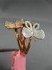 ESTATE LARGE .74CT WHITE & PINK DIAMOND 18KT WHITE & ROSE GOLD 3D BUTTERFLY RING