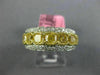 ESTATE 3.34CT WHITE & FANCY YELLOW DIAMOND 18K 2 TONE GOLD HALO ANNIVERSARY RING