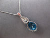ESTATE LARGE 3.3CT DIAMOND & AAA BLUE TOPAZ 14KT WHITE GOLD OVAL & ROUND PENDANT