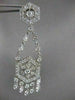 ANTIQUE 3.50CT DIAMOND 14K WHITE GOLD LONG FILIGREE FLOWER HANGING EARRINGS #835