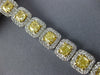 LARGE & LONG 13.45CT WHITE & FANCY YELLOW DIAMOND 18K WHITE GOLD TENNIS BRACELET
