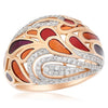 ESTATE .35CT DIAMOND & MULTI COLOR ENAMEL 14KT ROSE GOLD 3D DOME SHAPE FUN RING