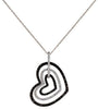 .85CT WHITE & BLACK DIAMOND 14KT WHITE GOLD 3D MULTI HEART LOVE FLOATING PENDANT
