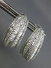 LARGE 2.94CT DIAMOND 18K WHITE GOLD ROUND & BAGUETTE SEMI HOOP HANGING EARRINGS