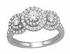 ESTATE 1.0CT DIAMOND 14KT WHITE GOLD 3D ROUND MULTI CIRCULAR CLUSTER LOVE RING
