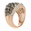 ESTATE LARGE 3.17CT WHITE & CHOCOLATE FANCY DIAMOND 18KT ROSE GOLD CLUSTER RING