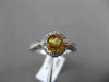 ANTIQUE .96CT DIAMOND & CITRINE 14KT WHITE GOLD HALO 3D FILIGREE ENGAGEMENT RING