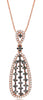 .63CT WHITE & CHOCOLATE FANCY DIAMOND 14KT ROSE GOLD TEAR DROP 3 ROW FUN PENDANT