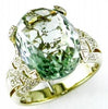 LARGE 11.55CT DIAMOND & AAA GREEN AMETHYST 14KT YELLOW GOLD 3D OVAL & ROUND RING