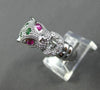 ESTATE LARGE .92CT DIAMOND TSAVORITE & RUBY 14KT WHITE GOLD 3D HAPPY TIGER RING