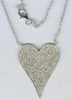 ESTATE 1.89CT DIAMOND 14KT WHITE GOLD 3D CLASSIC ROUND PAVE HEART LOVE NECKLACE