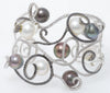LARGE 1.9CT WHITE & BLACK DIAMOND & AAA PEARL 18K WHITE GOLD 3D BANGLE BRACELET