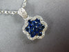 ESTATE 1.11CT DIAMOND & AAA SAPPHIRE 18KT WHITE GOLD CLUSTER FLOWER LOVE PENDANT