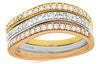 WIDE .65CT DIAMOND 14KT TRI COLOR GOLD 3 ROW FILIGREE MULTI WAVE STACKABLE RING