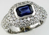 2.8CT DIAMOND & AAA SAPPHIRE 14KT WHITE GOLD BAGUETTE & ROUND ENGAGEMENT RING