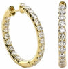 1.76CT DIAMOND 18KT YELLOW GOLD ROUND CLASSIC PAVE HOOP HUGGIE HANGING EARRINGS
