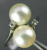 ESTATE WIDE .04CT DIAMOND & AAA SOUTH SEA PEARL 14K WHITE GOLD LOVE RING # 20658