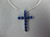 ESTATE SMALL .49CT AAA SAPPHIRE 18KT WHITE GOLD 3D CLASSIC CROSS PENDANT