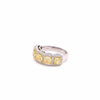 3.50CT WHITE & FANCY YELLOW DIAMOND 18K 2 TONE GOLD 3D CUSHION & ROUND HALO RING