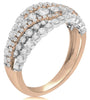 WIDE 1.16CT DIAMOND 18K WHITE & ROSE GOLD MULTI ROW CRISS CROSS ANNIVERSARY RING