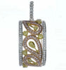 .62CT MULTI COLOR DIAMOND 18K TRI COLOR GOLD 3D MULTI OPEN LEAF FILIGREE PENDANT