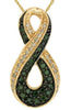 .33CT WHITE & GREEN DIAMOND 14KT YELLOW GOLD 3D INFINITY LOVE FLOATING PENDANT
