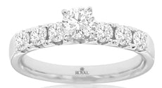 1.07CT DIAMOND 14KT WHITE GOLD 3D SOLITAIRE SEMI ETERNITY ROUND ENGAGEMENT RING