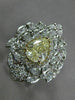 ESTATE 1.91CT WHITE & FANCY YELLOW DIAMOND 14K 2TONE GOLD FLOWER ENGAGEMENT RING