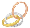 LARGE 1.15CT DIAMOND 18KT TRI COLOR GOLD 3 ROW ETERNITY TRINITY ANNIVERSARY RING