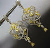 EXTRA LARGE 7.16CT WHITE & FANCY YELLOW DIAMOND 18K 2 TONE GOLD HANGING EARRINGS