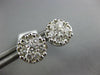 ESTATE LARGE .93CT DIAMOND 14KT WHITE GOLD 3D CLUSTER FLOWER STUD EARRINGS #3060