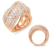 ESTATE EXTRA LARGE 3.65CT DIAMOND 14KT ROSE GOLD MULTI ROW CRISS CROSS FUN RING