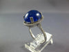 ESTATE LARGE 11.73CT DIAMOND & AAA SAPPHIRE 14KT WHITE GOLD OVAL CABOCHON RING