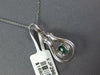 .66CT DIAMOND & AAA EMERALD 14K WHITE GOLD HORSESHOE TEAR DROP LUCKY FUN PENDANT