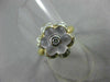 ANTIQUE WIDE .20CT DIAMOND & AAA WHITE QUARTZ 18K 2 TONE GOLD FLOWER RING #21715