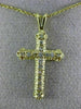 ANTIQUE .30CT DIAMOND 14KT YELLOW GOLD 3D CLASSIC CROSS FLOATING PENDANT #2891