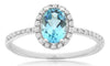 1.02CT DIAMOND & AAA BLUE TOPAZ 14K WHITE GOLD OVAL & ROUND FRIENDSHIP LOVE RING