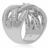 ESTATE LARGE 2.0CT DIAMOND 14K WHITE GOLD MULTI ROW CRISS CROSS ANNIVERSARY RING