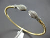 ESTATE LARGE .60CT DIAMOND 14K 2 TONE GOLD DOUBLE SNAKE FLEXIBLE BANGLE BRACELET