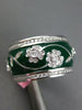 1.23CT DIAMOND & GREEN ENAMEL 18K WHITE GOLD MULTI FLOWER LEAF ETERNITY FUN RING