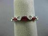 ESTATE 1.03CT DIAMOND & AAA RUBY 18KT WHITE GOLD SEMI ETERNITY ANNIVERSARY RING