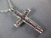 ESTATE LARGE .97CT DIAMOND & AAA RUBY 18KT WHITE GOLD 3D CLASSIC CROSS PENDANT