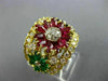 LARGE 3.80CT DIAMOND AAA MULTI GEM 18KT YELLOW GOLD 3D MULTI FLOWER FUN RING E/F