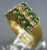 ESTATE WIDE 1.27CT DIAMOND & AAA EMERALD 14K YELLOW GOLD 3D CLASSIC PYRAMID RING