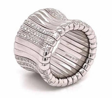 LARGE 1.78CT DIAMOND 18KT WHITE GOLD 3D CLASSIC BAMBOO ETERNITY ANNIVERSARY RING