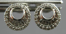ESTATE .21CT DIAMOND 14KT WHITE GOLD ROUND & BAGUETTE CIRCULAR FUN STUD EARRINGS