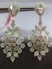 LARGE 11.24CT DIAMOND 18KT WHITE GOLD FLOWER TEAR DROP COCKTAIL HANGING EARRINGS
