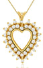 ESTATE .89CT DIAMOND 14KT YELLOW GOLD 3D CLASSIC OPEN HEART LOVE PENDANT