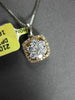 ANTIQUE .50CT DIAMOND 18KT WHITE & ROSE GOLD FLORAL SQUARE FLOATING PENDANT